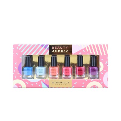 OEM/ODM Wholesale Selling 6*9ml Colourful Nail Polish Waterproof For Nail Art In Printed Glass Bottle Gift Sets